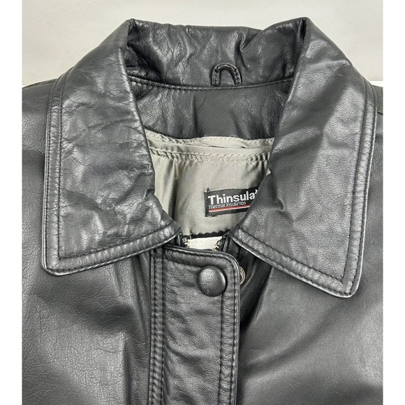 Vintage Pelle Studio Thinsulate Black Leather Coat Jacket Large Liner Full‎ Zip - Picture 5 of 15